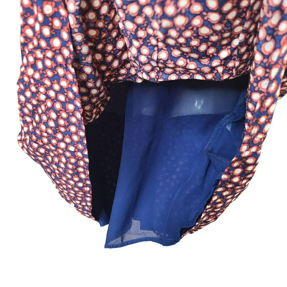 I Love H81 Womens SM Sleeveless Apple Polka Dot Print Dress Blue Red Rayon Lined - Picture 5 of 12